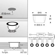 WiFi LED Deck Lighting Kits, FVTLED 6pcs Φ1.22 Low Voltage LED Step Light Waterproof Decor Recessed Lamps Compatible with Alexa Google Home Smartphone Controlled Color Changing Lights