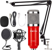 ZINGYOU Condenser Microphone Bundle, BM-800 PC Microphone Professional Cardioid Studio Mic Set with Mic Suspension Scissor Arm, Shock Mount and Pop Filter for Studio Recording & Broadcasting