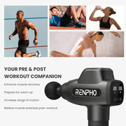 RENPHO Massage Gun Deep Tissue, FSA HSA Eligible Percussion Muscle Massage Gun for Athletes, Electric Handheld Massager Gun for Pain Relief Relax 6 Massage Head, 15 Speed