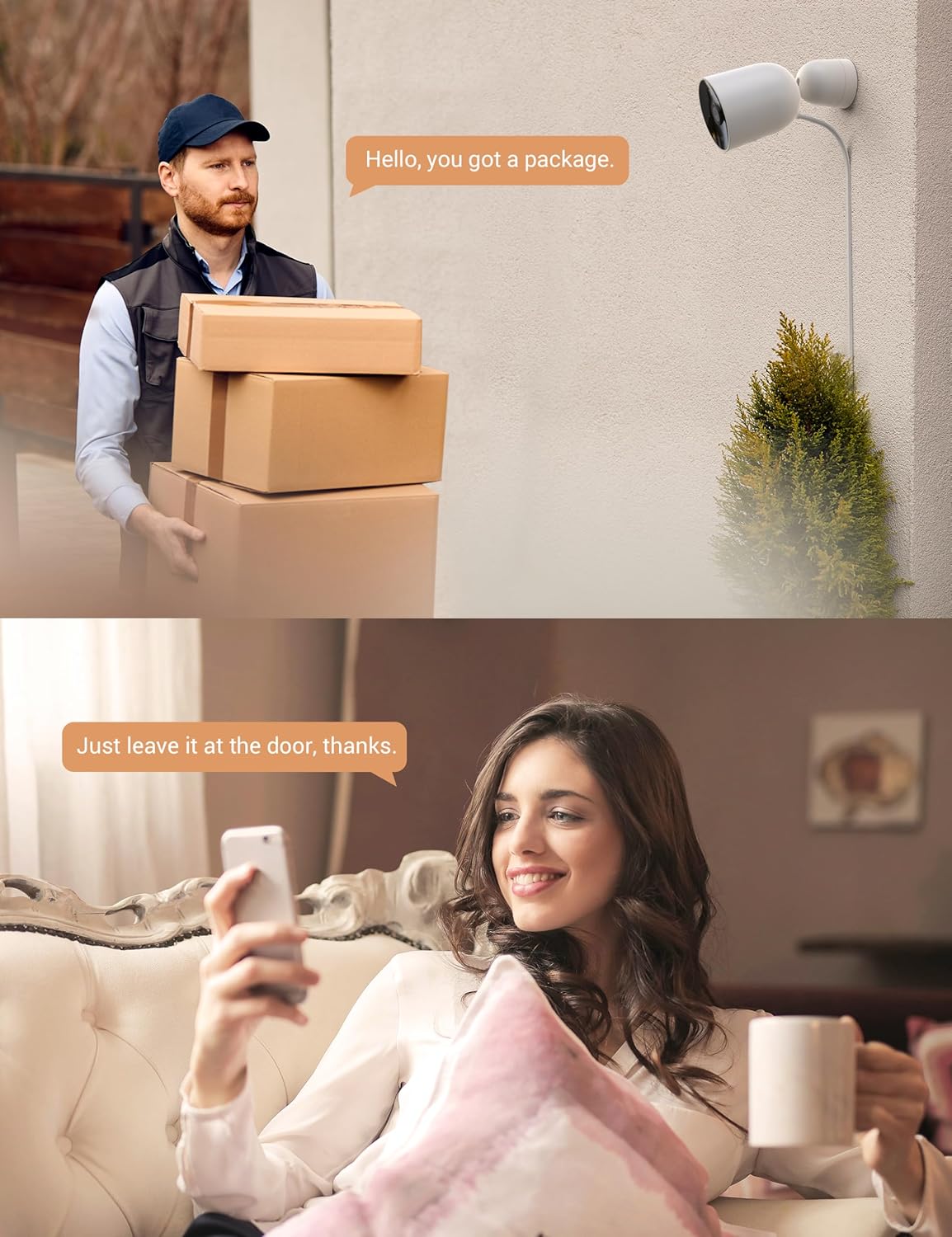 nooie Security Camera Outdoor 1080P, IP66 Weatherproof Surveillance Camera, Night Vision, 2-Way Audio, Motion Detection, Deterrent Alarm, Works with Alexa, Cloud/SD Storage, 2.4G WiFi